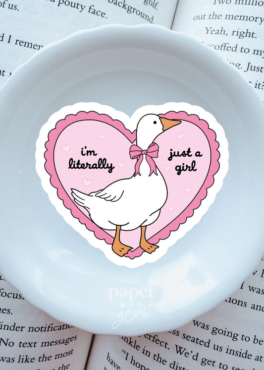 Just a Girl Goosie Sticker Vinyl Sticker | Paper and Glow