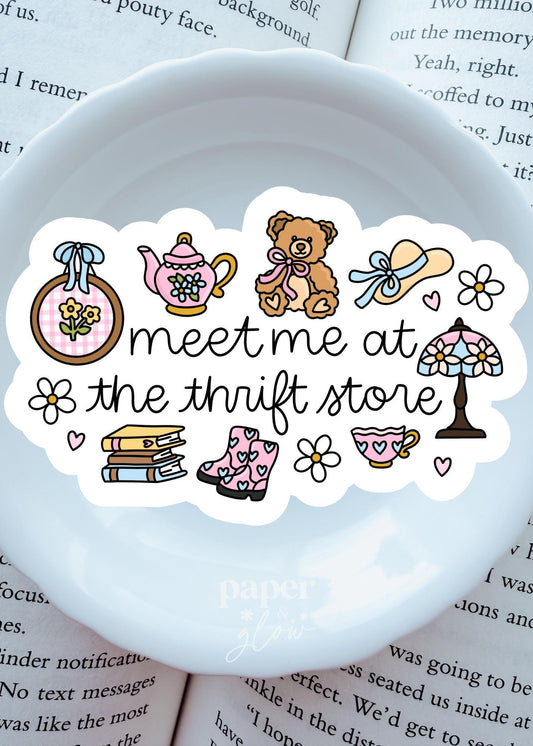 Meet Me at the Thrift Store Vinyl Sticker | Paper and Glow