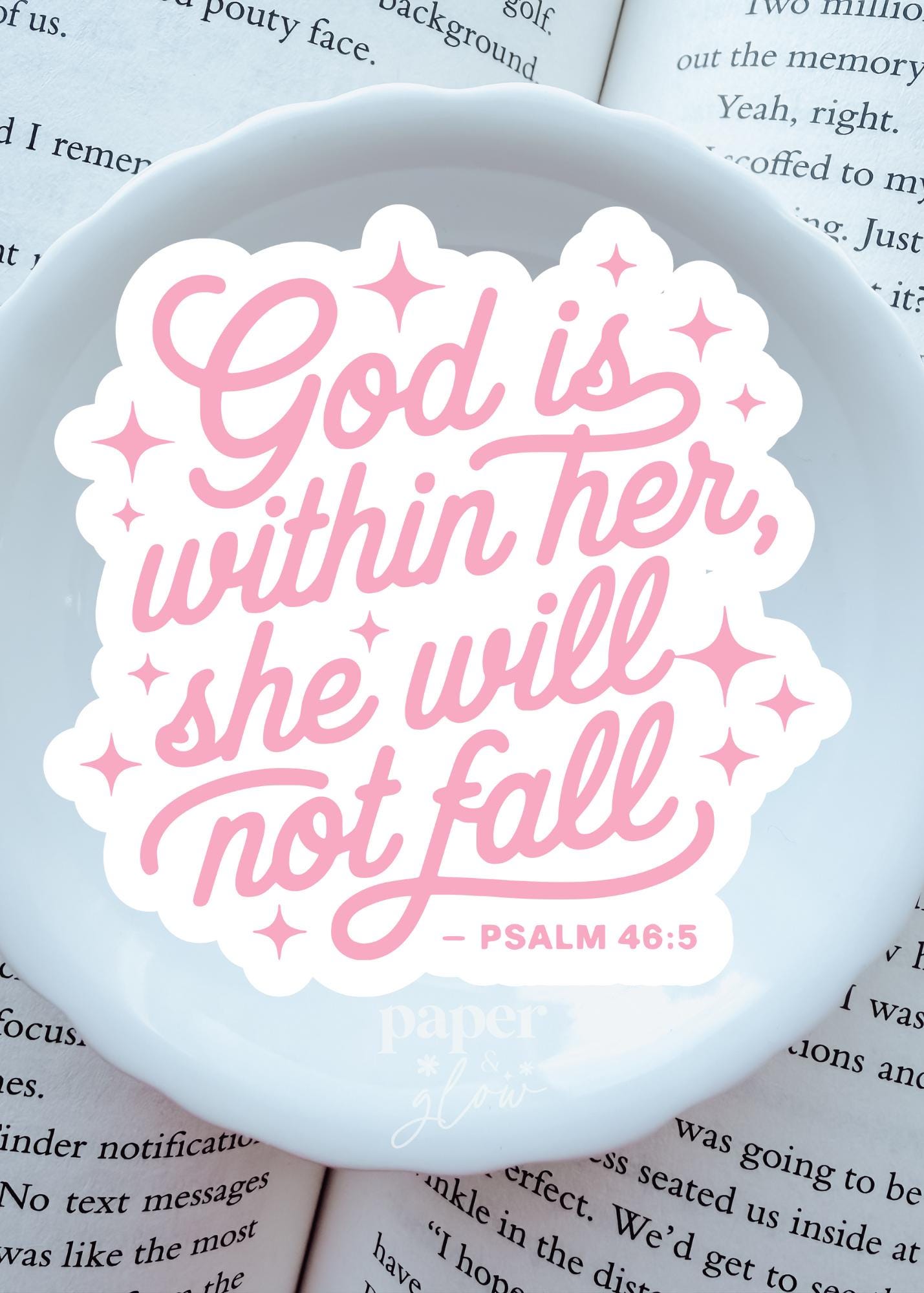 God is Within Her, She Will Not Fall Vinyl Sticker | Paper and Glow