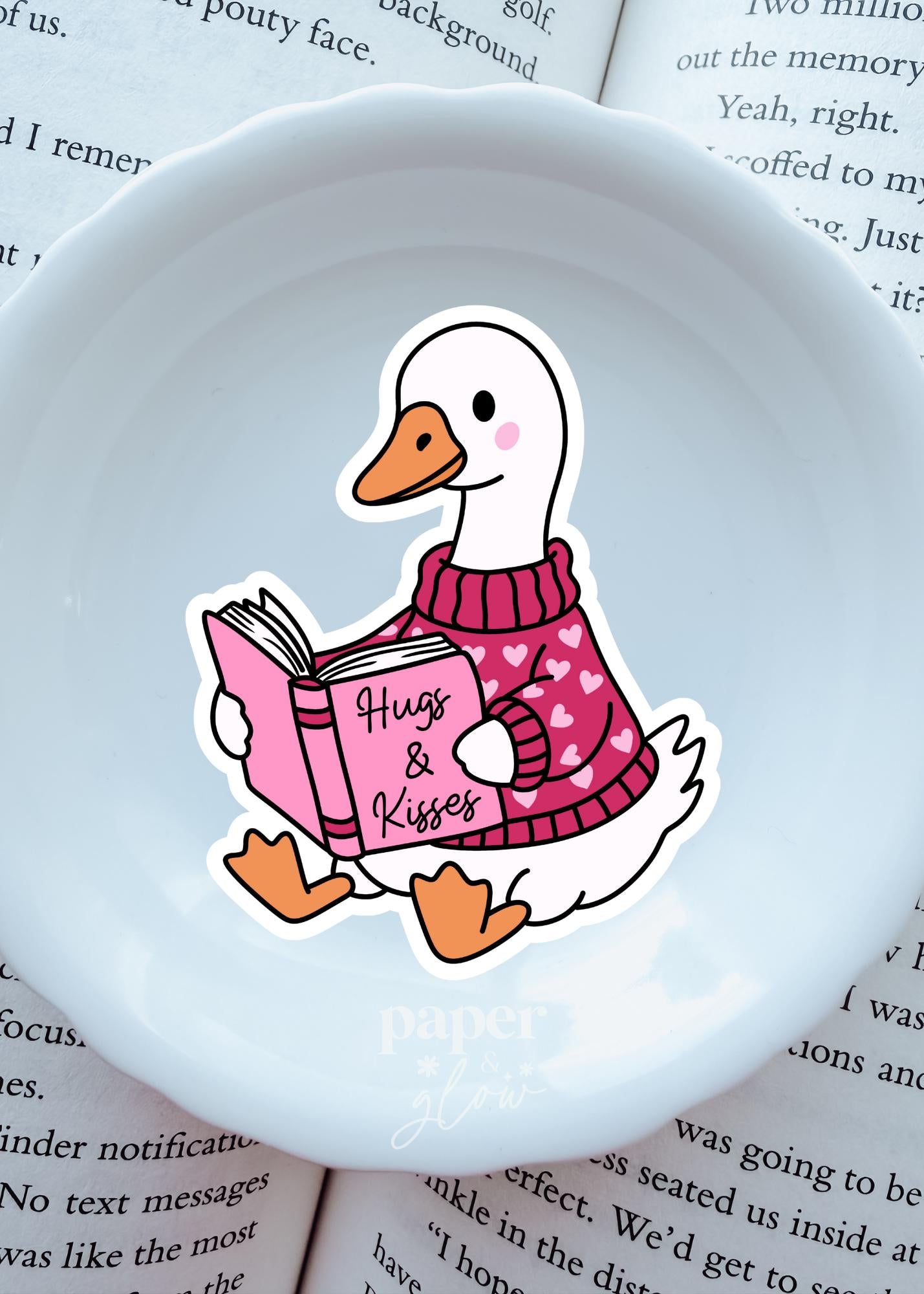 Hugs & Kisses Goosie Vinyl Sticker | Paper and Glow