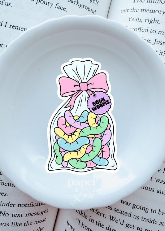 Gummy Bookworms Sticker Vinyl Sticker | Paper and Glow