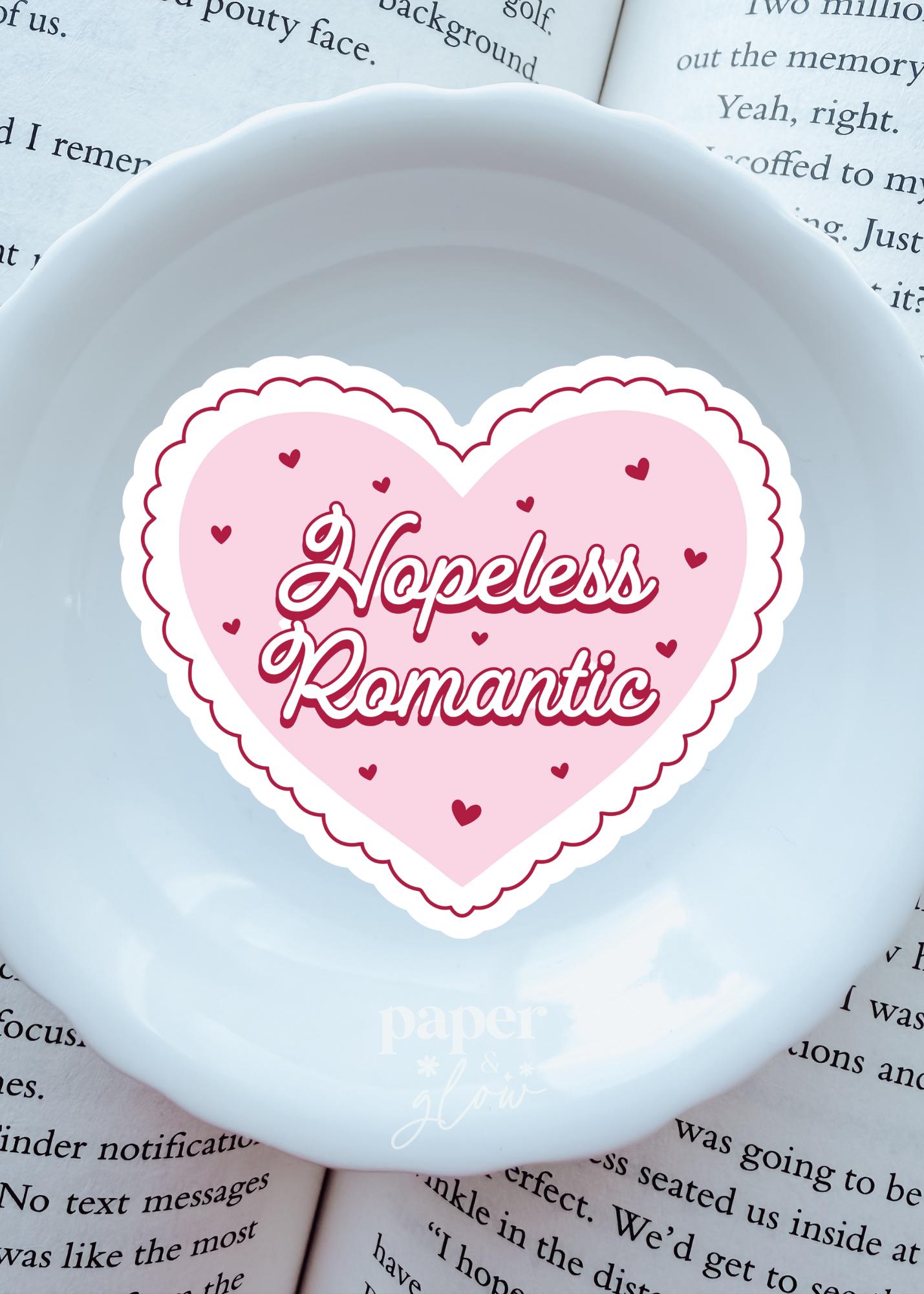 Hopeless Romantic Heart Sticker Vinyl Sticker | Paper and Glow