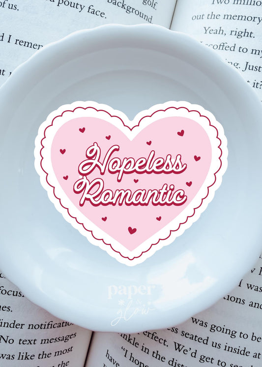 Hopeless Romantic Heart Sticker Vinyl Sticker | Paper and Glow