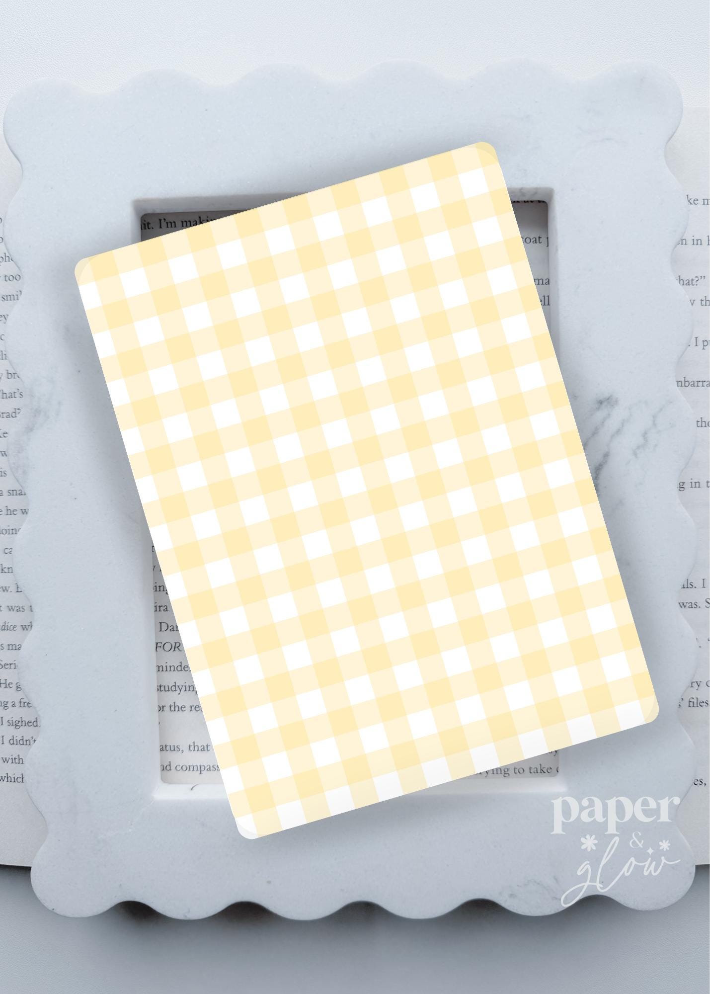 Lemon-Yellow Gingham E-Reader Insert | Paper & Glow