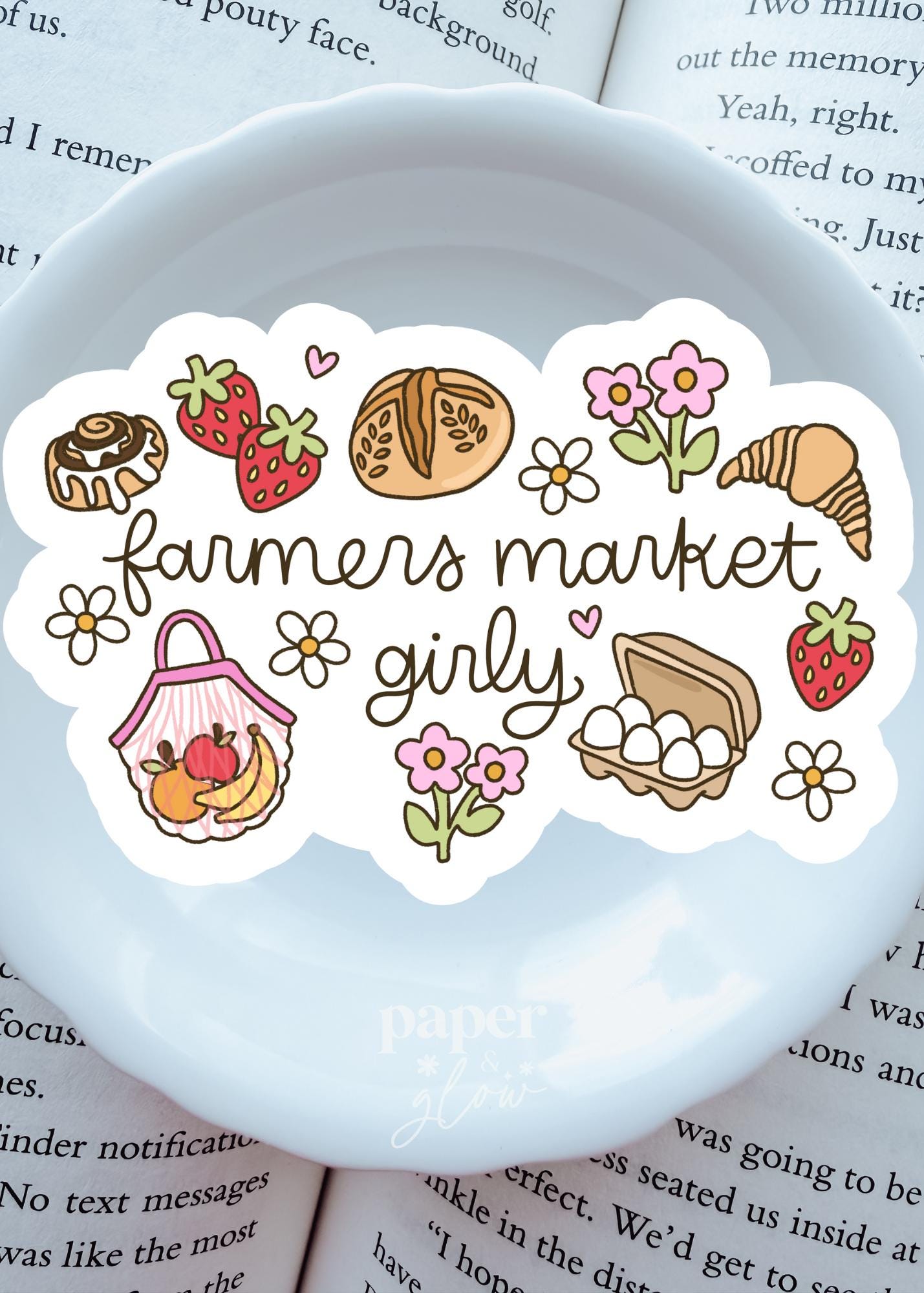 Farmers Market Girly Vinyl Sticker | Paper and Glow