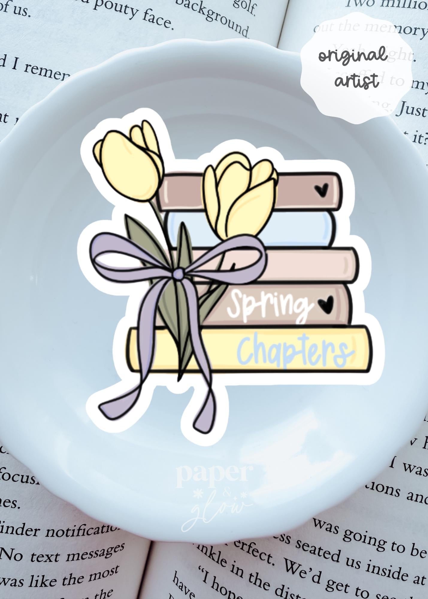 Tulip Bookstack Vinyl Sticker | Springtime in Chapters Collection | Paper and Glow