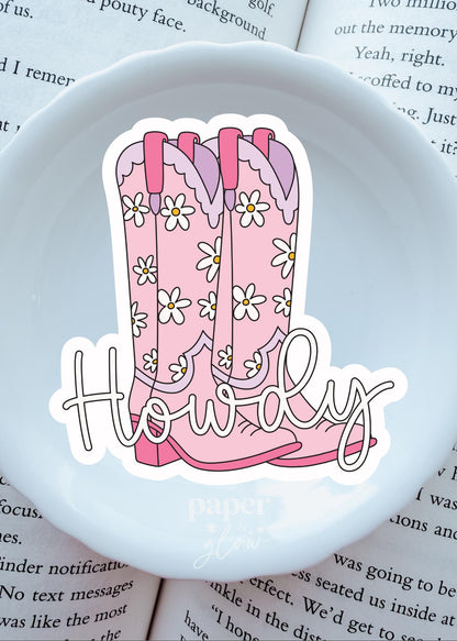 Cowgirl Boot/Howdy Vinyl Sticker | Sold Individually | Paper & Glow