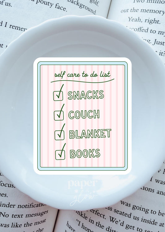 Self Care Checklist Vinyl Sticker | Paper & Glow