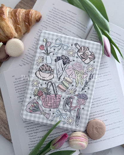 Gingham and Spring Doodles Kindle Case | Springtime in Chapters Collection: Paper & Glow x THHC Collab | Detachable Case | Clear-back Case