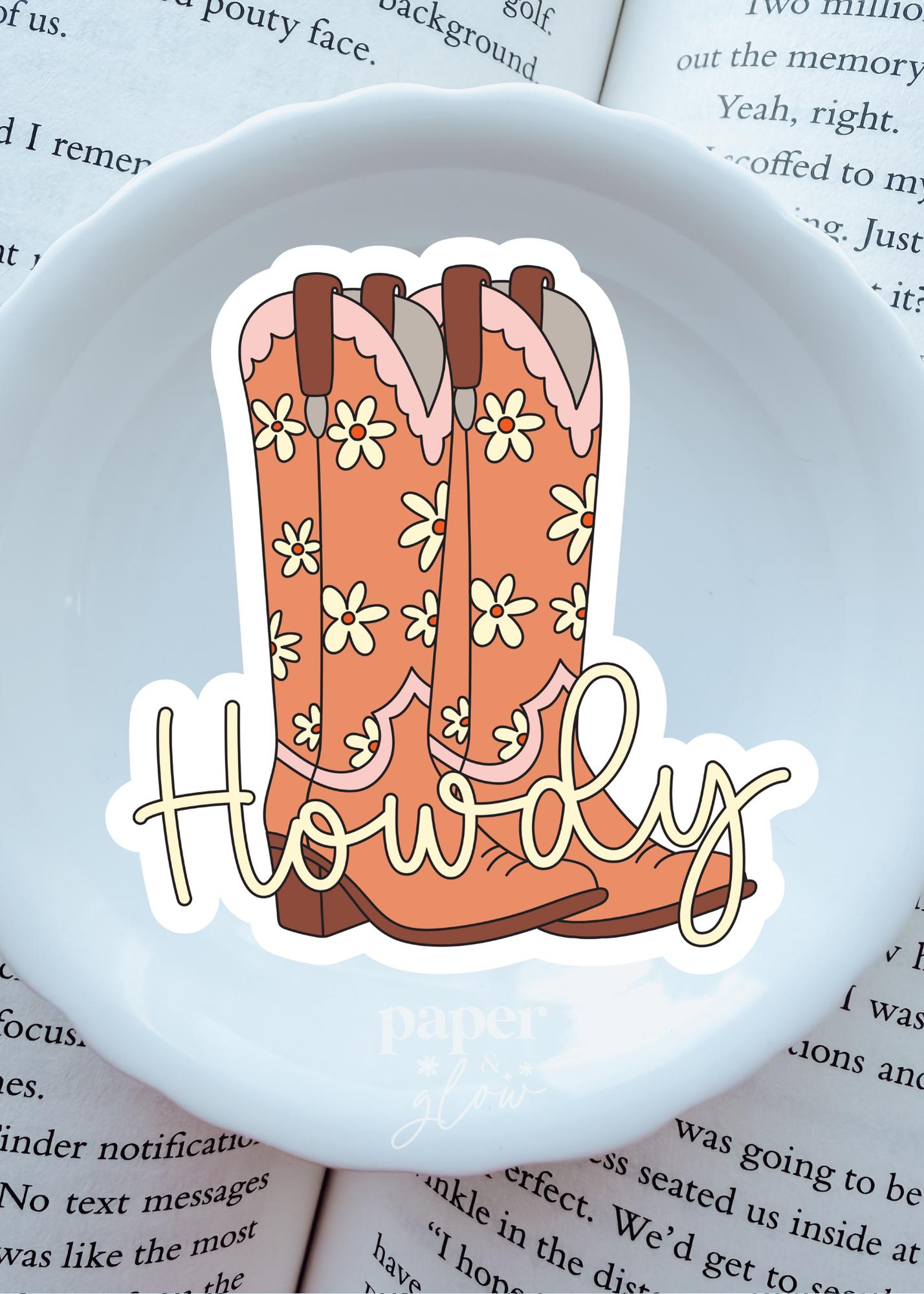 Cowgirl Boot/Howdy Vinyl Sticker | Sold Individually | Paper & Glow