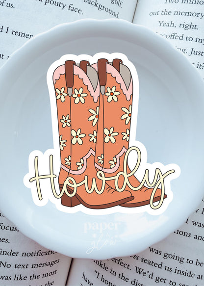 Cowgirl Boot/Howdy Vinyl Sticker | Sold Individually | Paper & Glow