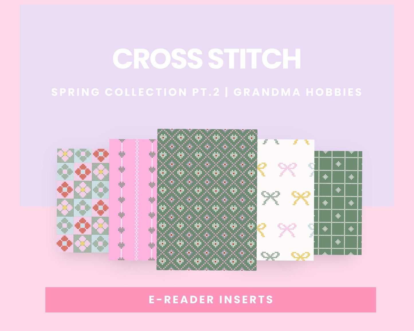 Garden Stitch | Cross Stitch Spring Collection | E-Reader Insert | Paper & Glow