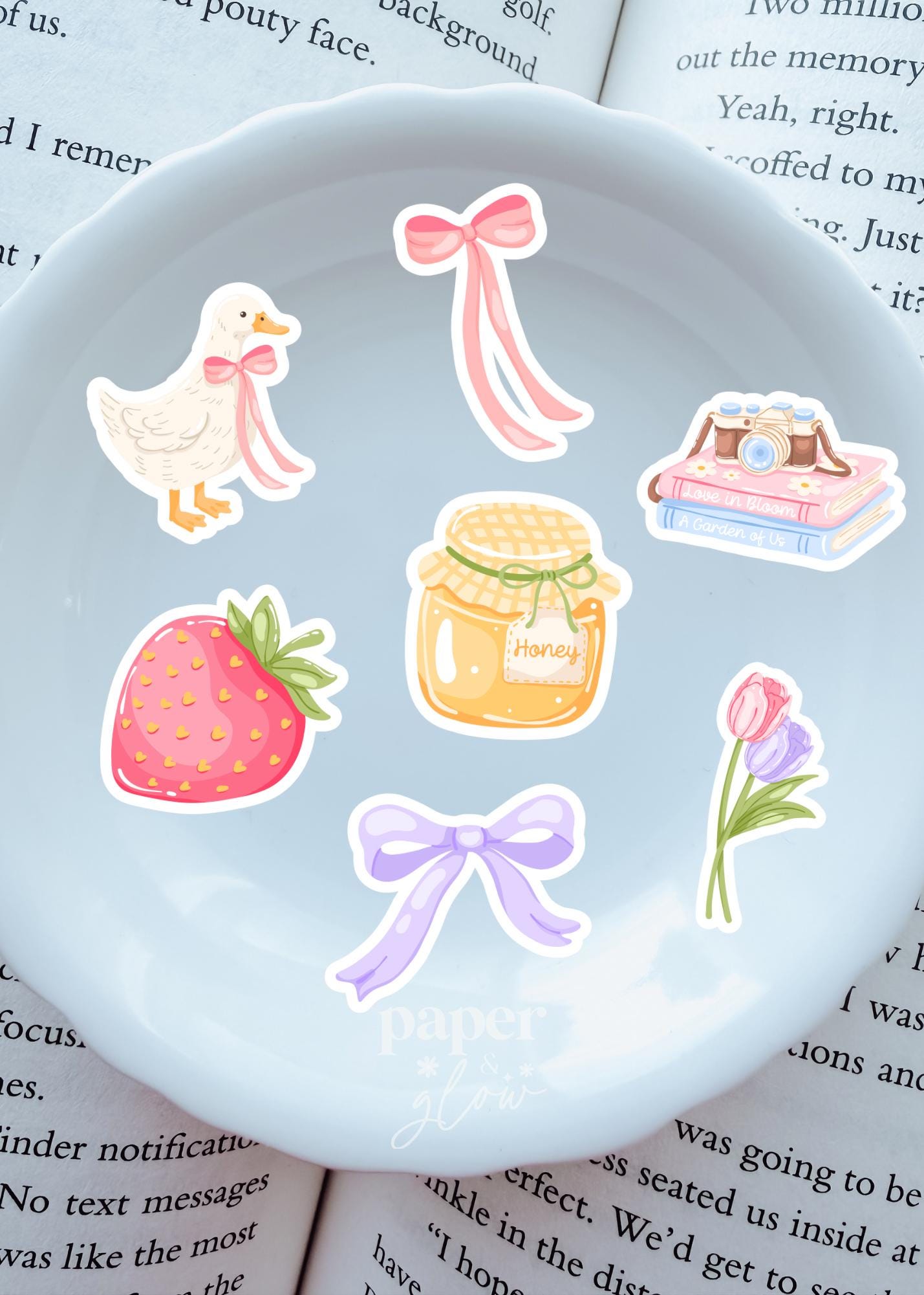 Bookish Spring Set of 7 Gap Fillers Vinyl Stickers | Paper and Glow
